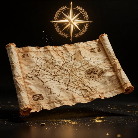 Goldene Roman-Karte als Sitemap-&Uuml;bersicht